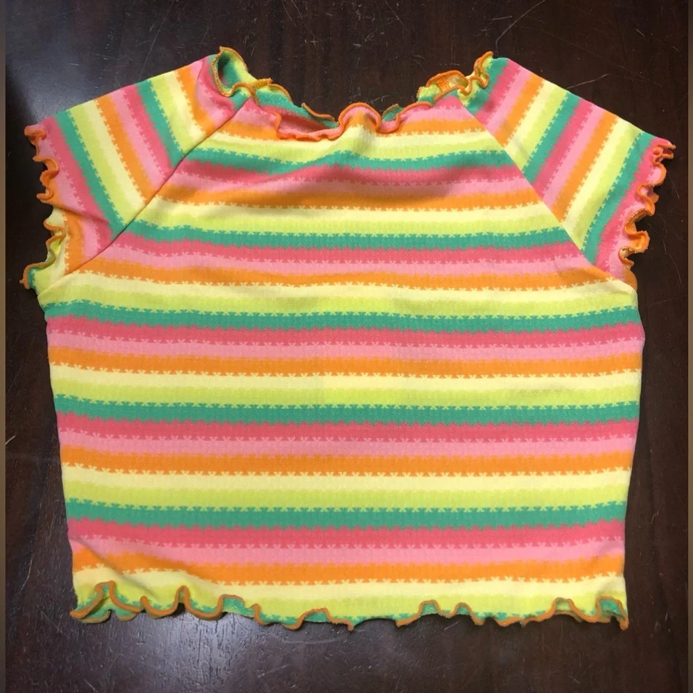 NWT L*Space Wildflower T-Shirt Style Bikini Top in Under The Sun Rainbow